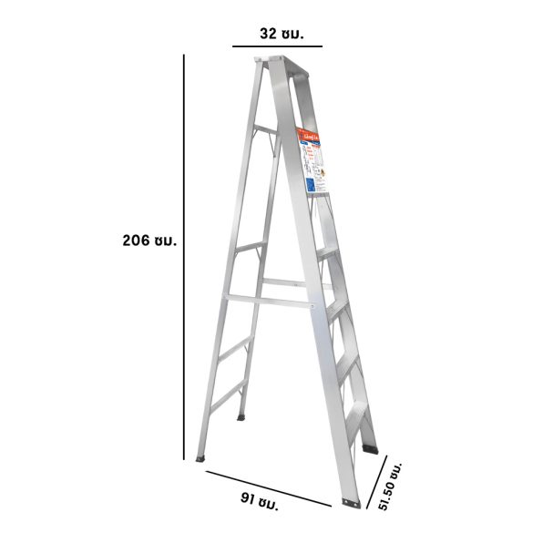 บันไดอลูมิเนียม ทรงA 7 ขั้น นกนางแอ่น PK ขึ้น 1 ทาง ภาพ 2