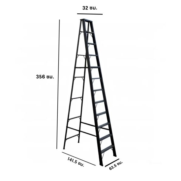 บันไดอลูมิเนียม 12 ขั้น NEWCON ขึ้น 1 ทาง รุ่นสีดำ รูป2