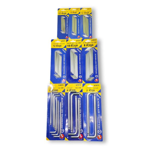 กุญแจหกเหลี่ยม สีเงิน META แบบแผง NO.549 หัวบอล รูป2